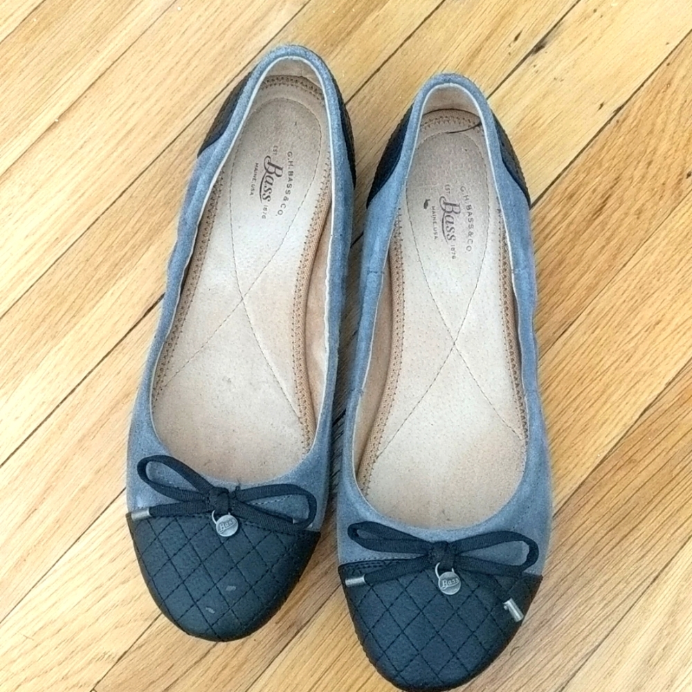 Cushioned Bass Flat shoes. Size: 9. Navy Blue and Grey